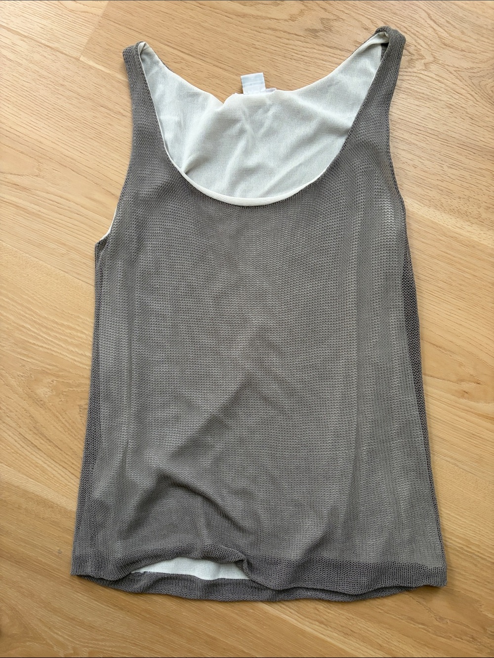 Calvin Klein Taupe Mesh Reversible Tank with Cream Lining